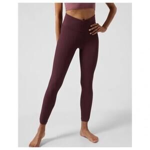 Athleta Elation Crossover Leggings Womens XS Purple Ribbed Stretch Athleisure